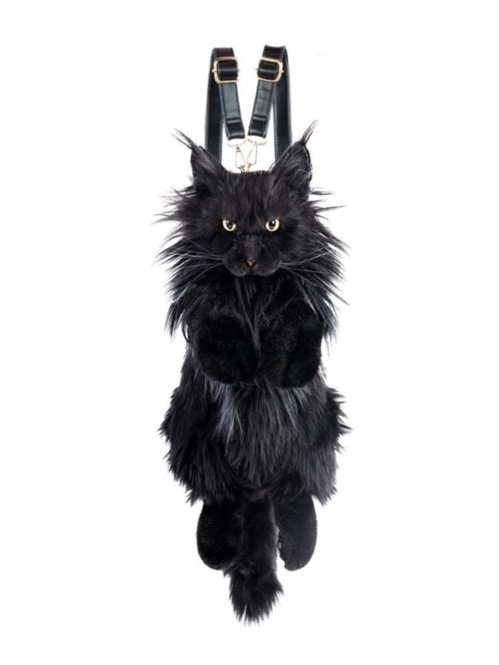 Cat Shaped Backpack - Handcrafted Stuffed Animal Bag, Black Cat Plush Bag new